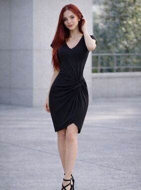 NWT Highline Collective XS Black Ruched Wrap Dress | Minimalist Chic Bodycon